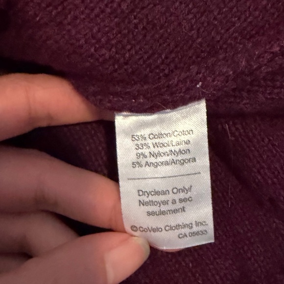 CoVelo Ruffle Cardigan Long Sweater Wool Blend Deep Purple Whimsical Small - Picture 3 of 5